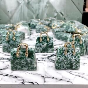 NEPHRITE Qinghai Jade Carved Crystal Handbag Purse